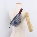 GUCCI Sherry Line Waist bag Canvas Navy Silver Red 502095 Auth 183093M-24