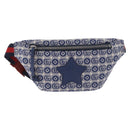 GUCCI Sherry Line Waist bag Canvas Navy Silver Red 502095 Auth 183093M-13