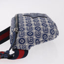 GUCCI Sherry Line Waist bag Canvas Navy Silver Red 502095 Auth 183093M-4