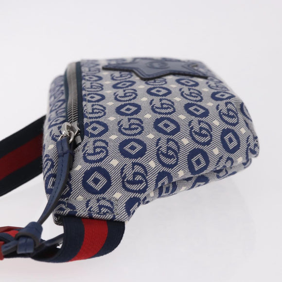 GUCCI Sherry Line Waist bag Canvas Navy Silver Red 502095 Auth 183093M