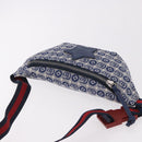 GUCCI Sherry Line Waist bag Canvas Navy Silver Red 502095 Auth 183093M-6