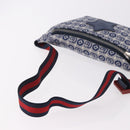 GUCCI Sherry Line Waist bag Canvas Navy Silver Red 502095 Auth 183093M-7