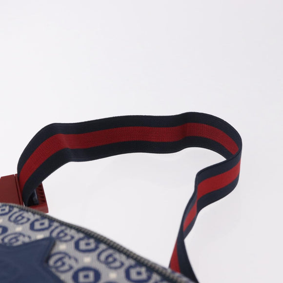 GUCCI Sherry Line Waist bag Canvas Navy Silver Red 502095 Auth 183093M