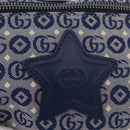 GUCCI Sherry Line Gürteltasche Canvas Marineblau Silber Rot 502095 Auth 183094M-19