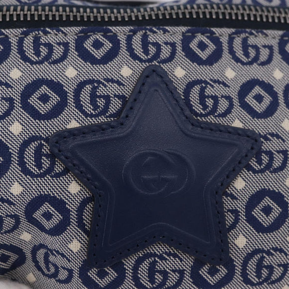 GUCCI Sherry Line Gürteltasche Canvas Marineblau Silber Rot 502095 Auth 183094M