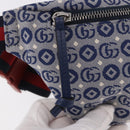 GUCCI Sherry Line Gürteltasche Canvas Marineblau Silber Rot 502095 Auth 183094M-20