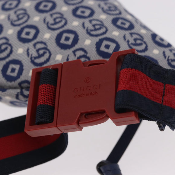 GUCCI Sherry Line Gürteltasche Canvas Marineblau Silber Rot 502095 Auth 183094M