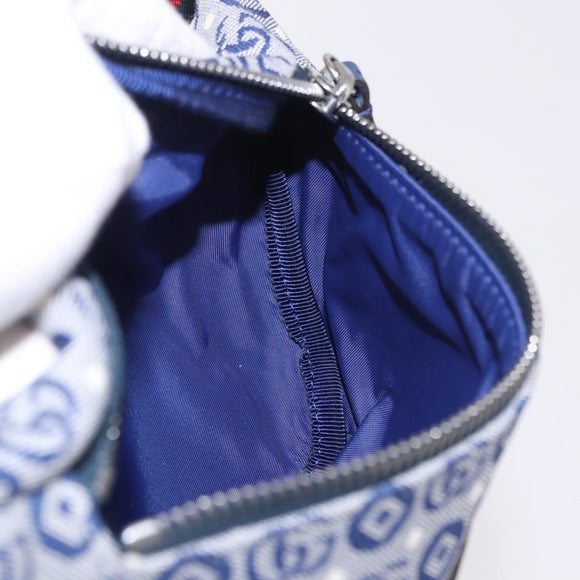 GUCCI Sherry Line Gürteltasche Canvas Marineblau Silber Rot 502095 Auth 183094M