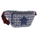 GUCCI Sherry Line Gürteltasche Canvas Marineblau Silber Rot 502095 Auth 183094M-1