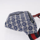 GUCCI Sherry Line Gürteltasche Canvas Marineblau Silber Rot 502095 Auth 183094M-3