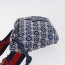 GUCCI Sherry Line Gürteltasche Canvas Marineblau Silber Rot 502095 Auth 183094M-4