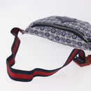 GUCCI Sherry Line Gürteltasche Canvas Marineblau Silber Rot 502095 Auth 183094M-7