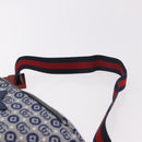 GUCCI Sherry Line Gürteltasche Canvas Marineblau Silber Rot 502095 Auth 183094M-14