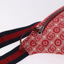 GUCCI Sherry Line Waist bag Canvas Navy Silver Red 502095 Auth 183095M-20