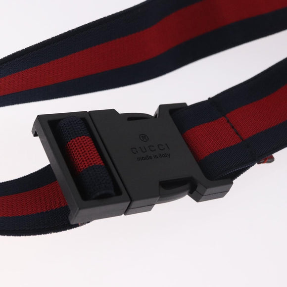 GUCCI Sherry Line Waist bag Canvas Navy Silver Red 502095 Auth 183095M