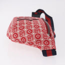 GUCCI Sherry Line Waist bag Canvas Navy Silver Red 502095 Auth 183095M-3