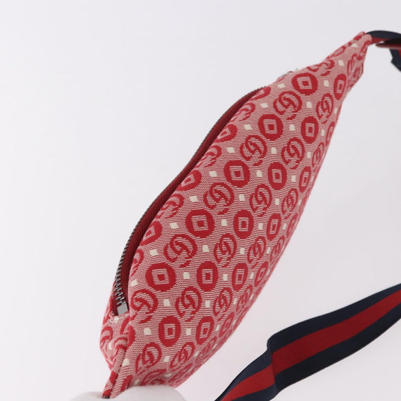 GUCCI Sherry Line Waist bag Canvas Navy Silver Red 502095 Auth 183095M