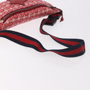 GUCCI Sherry Line Waist bag Canvas Navy Silver Red 502095 Auth 183095M-7
