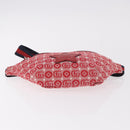 GUCCI Sherry Line Waist bag Canvas Navy Silver Red 502095 Auth 183095M-5