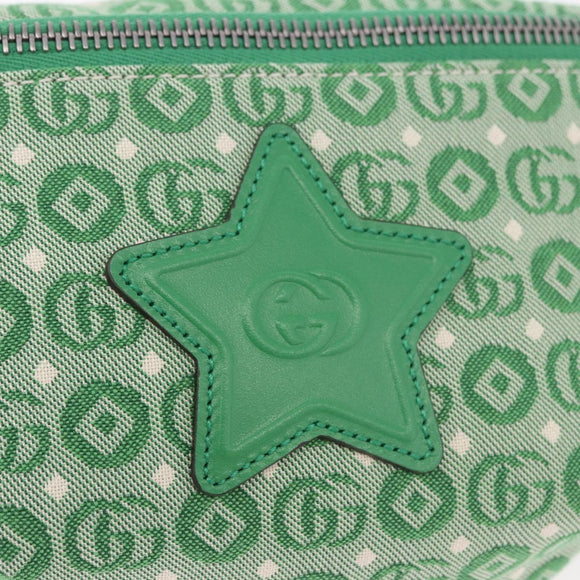 GUCCI Web Sherry Line Waist bag Canvas Green Silver Red 502095 Auth 183096M