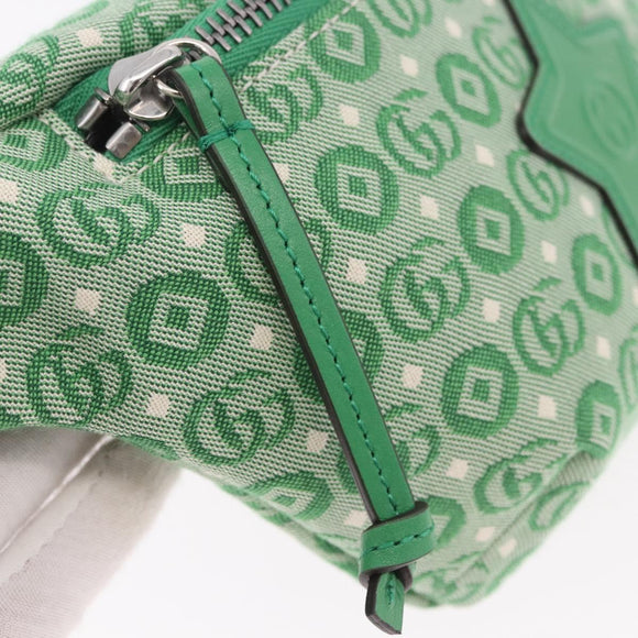 GUCCI Web Sherry Line Waist bag Canvas Green Silver Red 502095 Auth 183096M