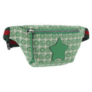 GUCCI Web Sherry Line Waist bag Canvas Green Silver Red 502095 Auth 183096M-1