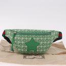 GUCCI Web Sherry Line Waist bag Canvas Green Silver Red 502095 Auth 183096M-12