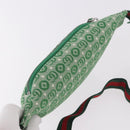 GUCCI Web Sherry Line Waist bag Canvas Green Silver Red 502095 Auth 183096M-6