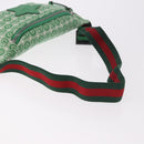 GUCCI Web Sherry Line Waist bag Canvas Green Silver Red 502095 Auth 183096M-7