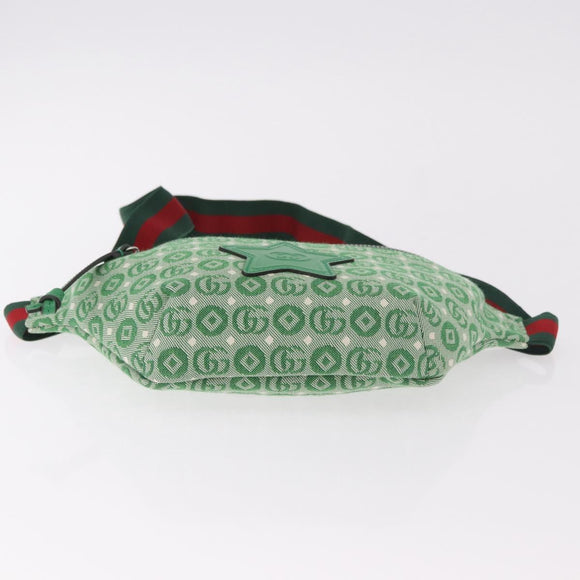 GUCCI Web Sherry Line Waist bag Canvas Green Silver Red 502095 Auth 183096M