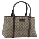 GUCCI GG Supreme Tote Bag PVC Beige Zilver 114595 Auth 183097-1