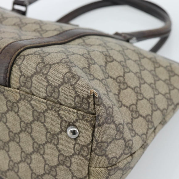 GUCCI GG Supreme Tote Bag PVC Beige Zilver 114595 Auth 183097