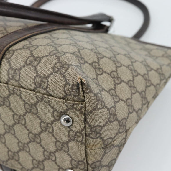 GUCCI GG Supreme Tote Bag PVC Beige Zilver 114595 Auth 183097