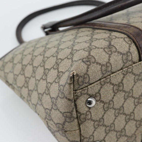 GUCCI GG Supreme Tote Bag PVC Beige Zilver 114595 Auth 183097