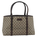 GUCCI GG Supreme Tote Bag PVC Beige Zilver 114595 Auth 183097-2