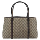GUCCI GG Supreme Tote Bag PVC Beige Zilver 114595 Auth 183097-3