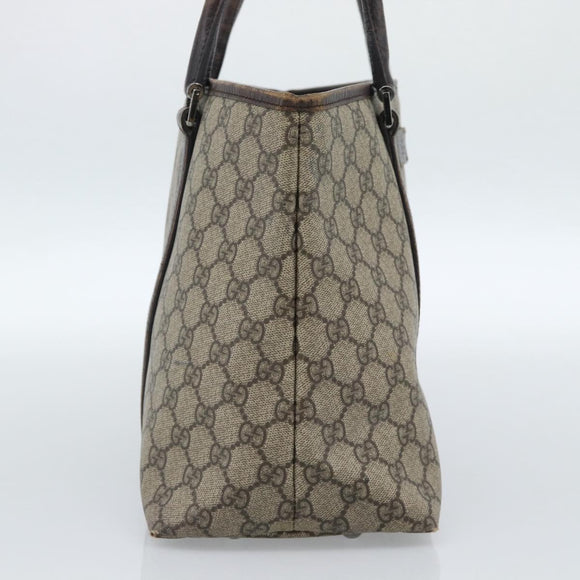 GUCCI GG Supreme Tote Bag PVC Beige Zilver 114595 Auth 183097