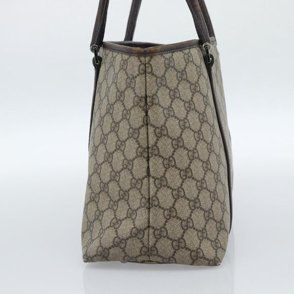 GUCCI GG Supreme Tote Bag PVC Beige Zilver 114595 Auth 183097