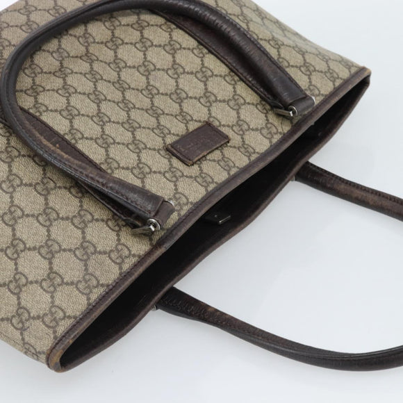 GUCCI GG Supreme Tote Bag PVC Beige Zilver 114595 Auth 183097
