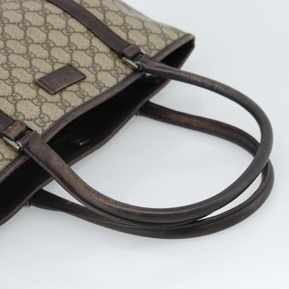 GUCCI GG Supreme Tote Bag PVC Beige Zilver 114595 Auth 183097