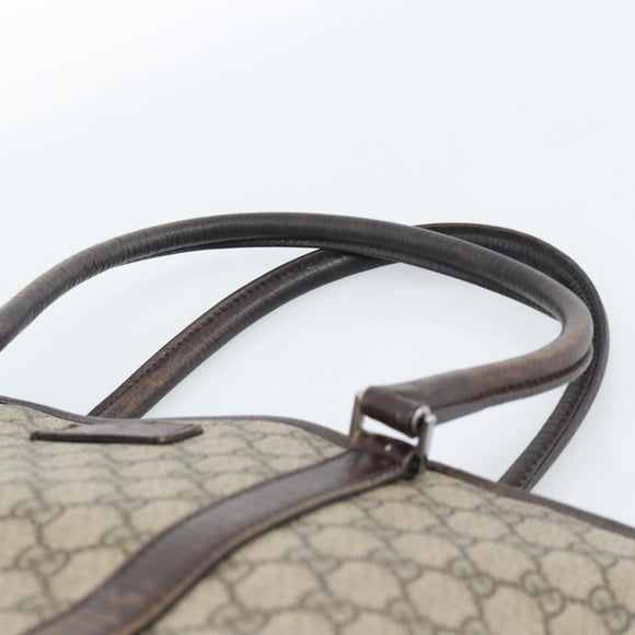 GUCCI GG Supreme Tote Bag PVC Beige Zilver 114595 Auth 183097