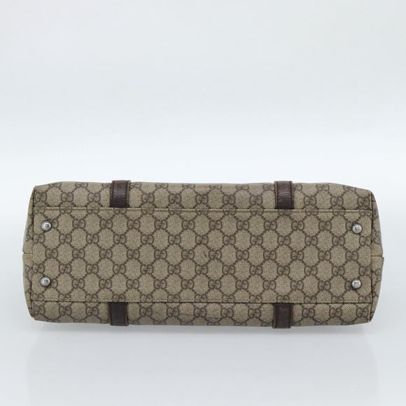 GUCCI GG Supreme Tote Bag PVC Beige Zilver 114595 Auth 183097