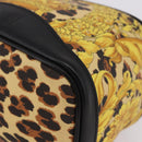 VERSACE Vanity Hand Bag Canvas Yellow Gold Auth 183101A-14