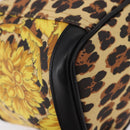 VERSACE Vanity Hand Bag Canvas Yellow Gold Auth 183101A-15