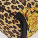 VERSACE Vanity Hand Bag Canvas Yellow Gold Auth 183101A-16