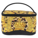 VERSACE Vanity Hand Bag Canvas Yellow Gold Auth 183101A-13