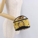 VERSACE Vanity Hand Bag Canvas Yellow Gold Auth 183101A-21