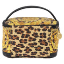 VERSACE Vanity Hand Bag Canvas Yellow Gold Auth 183101A-2