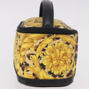 VERSACE Vanity Hand Bag Canvas Yellow Gold Auth 183101A-3