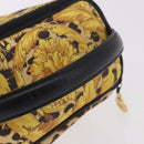 VERSACE Vanity Hand Bag Canvas Yellow Gold Auth 183101A-7